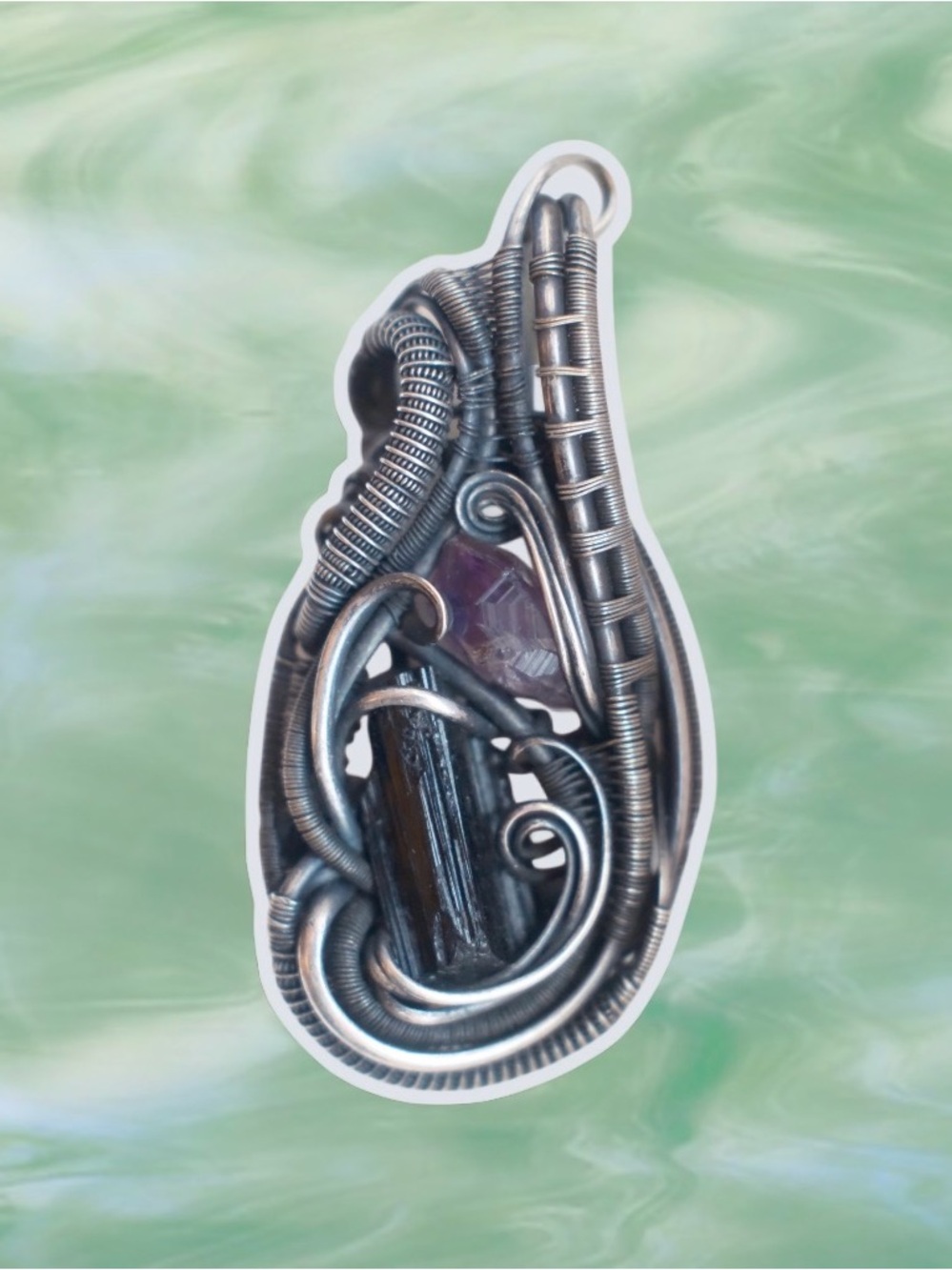 Wire wrap crystal pendant